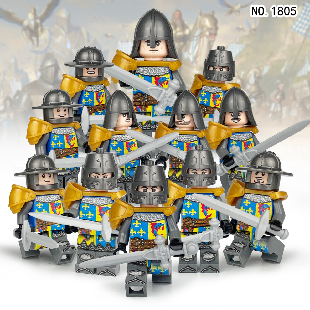 (M1805) 12pcs Medieval Knights Military dragon soldiers building blocks of ancient castles Mini Figures Fits Lego