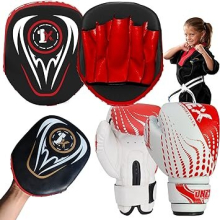 (RED / BLACK) Boxing focus pads set 6oz Gloves Focus Pads Boxing