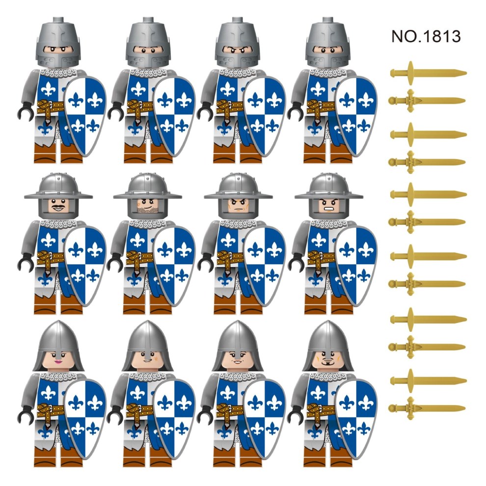 (M1813) 12pcs Medieval Knights Military dragon soldiers building blocks of ancient castles Mini Figures Fits Lego