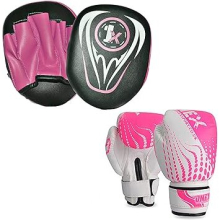 (PINK / BLACK) Boxing focus pads set 6oz Gloves Focus Pads Boxing