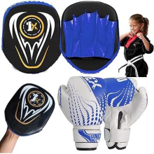 (BLUE / BLACK) Boxing focus pads set 6oz Gloves Focus Pads Boxing