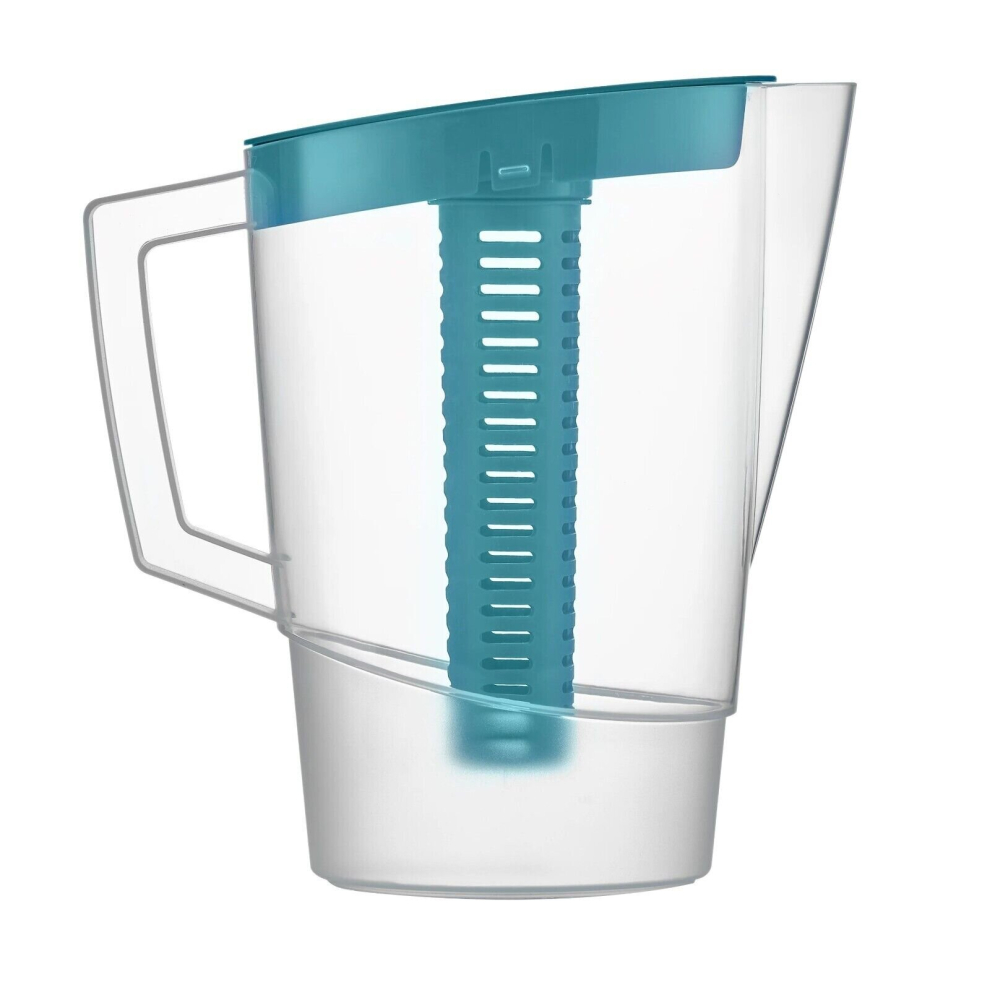 (Teal) 2.2L Plastic Slim Fridge Water Juice Jug Dispenser Large Handle & Infusion Core