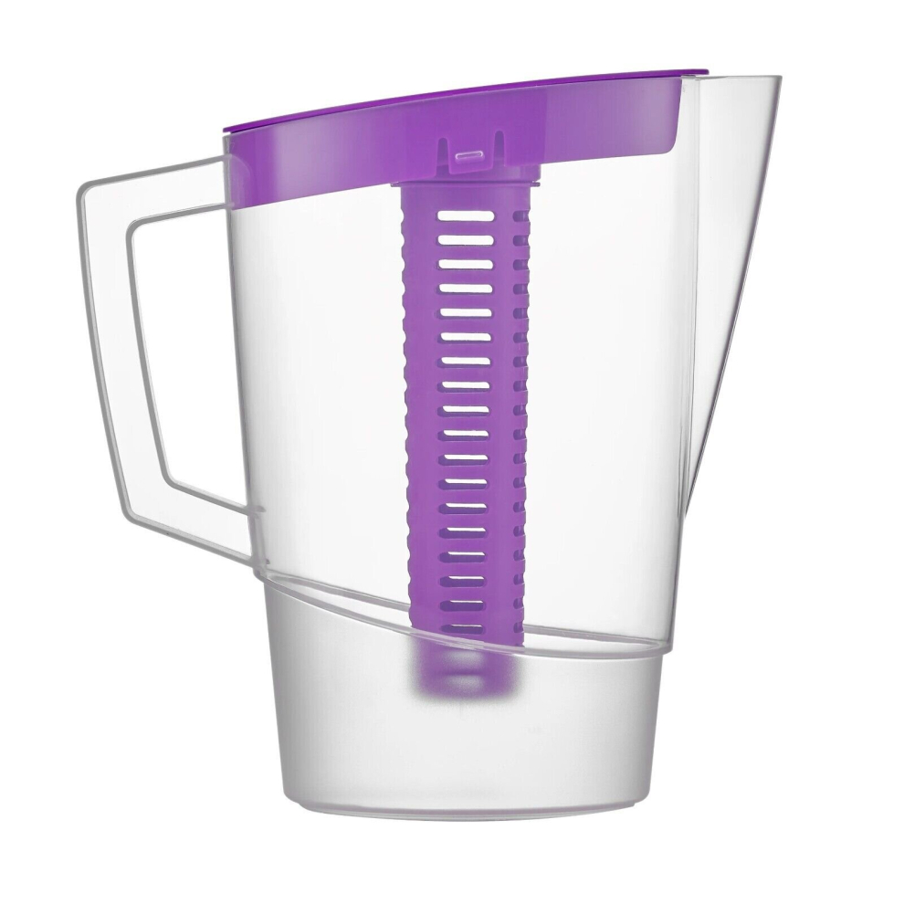 (Purple) 2.2L Plastic Slim Fridge Water Juice Jug Dispenser Large Handle & Infusion Core