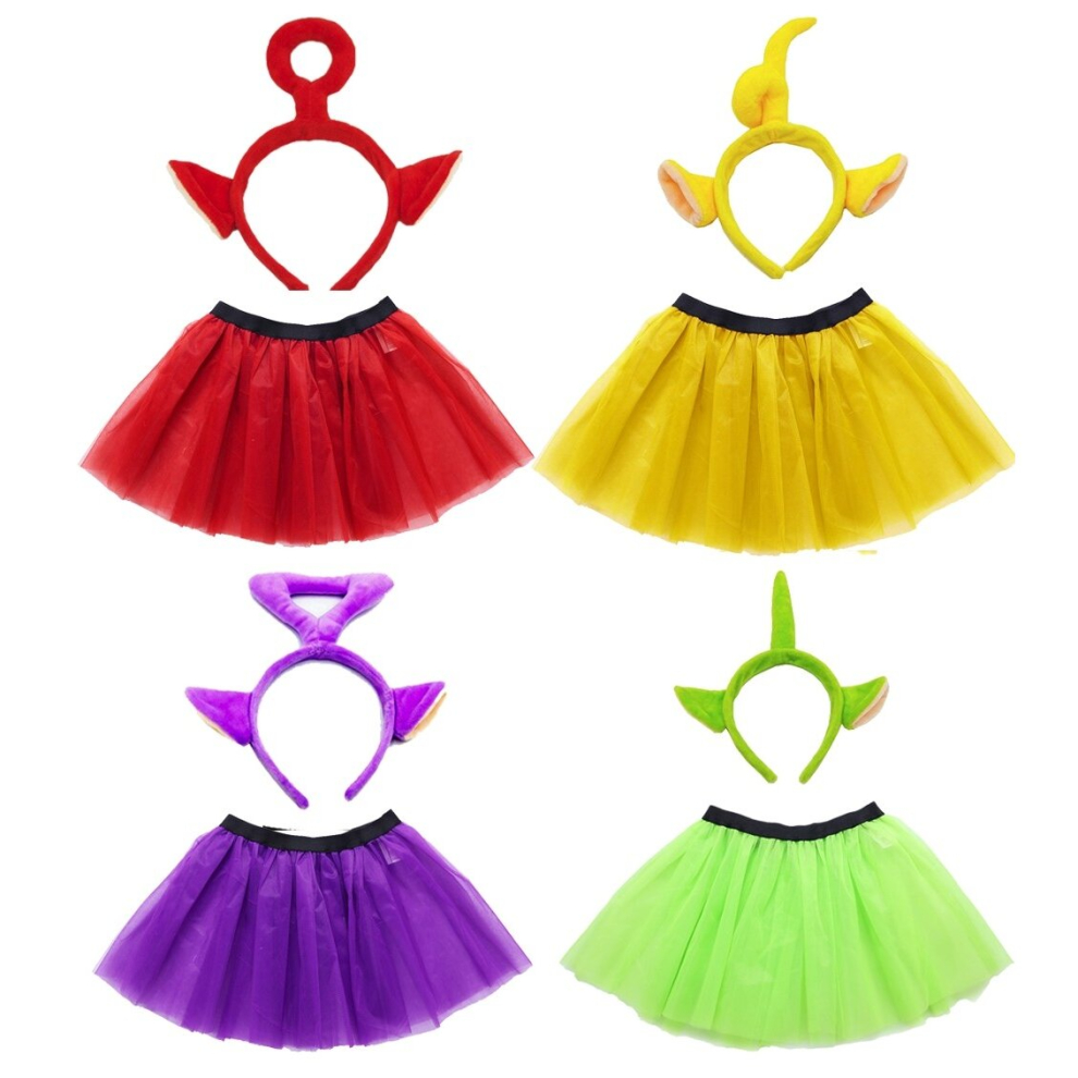 (Adults, Green) Teletubbies Headpiece with Tutu Costume