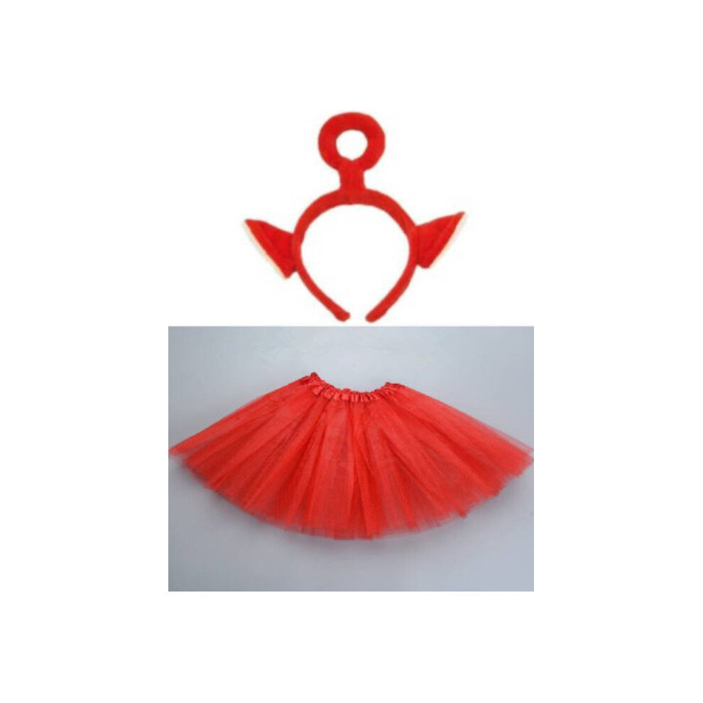 (Kids, Red) Teletubbies Headpiece with Tutu Costume