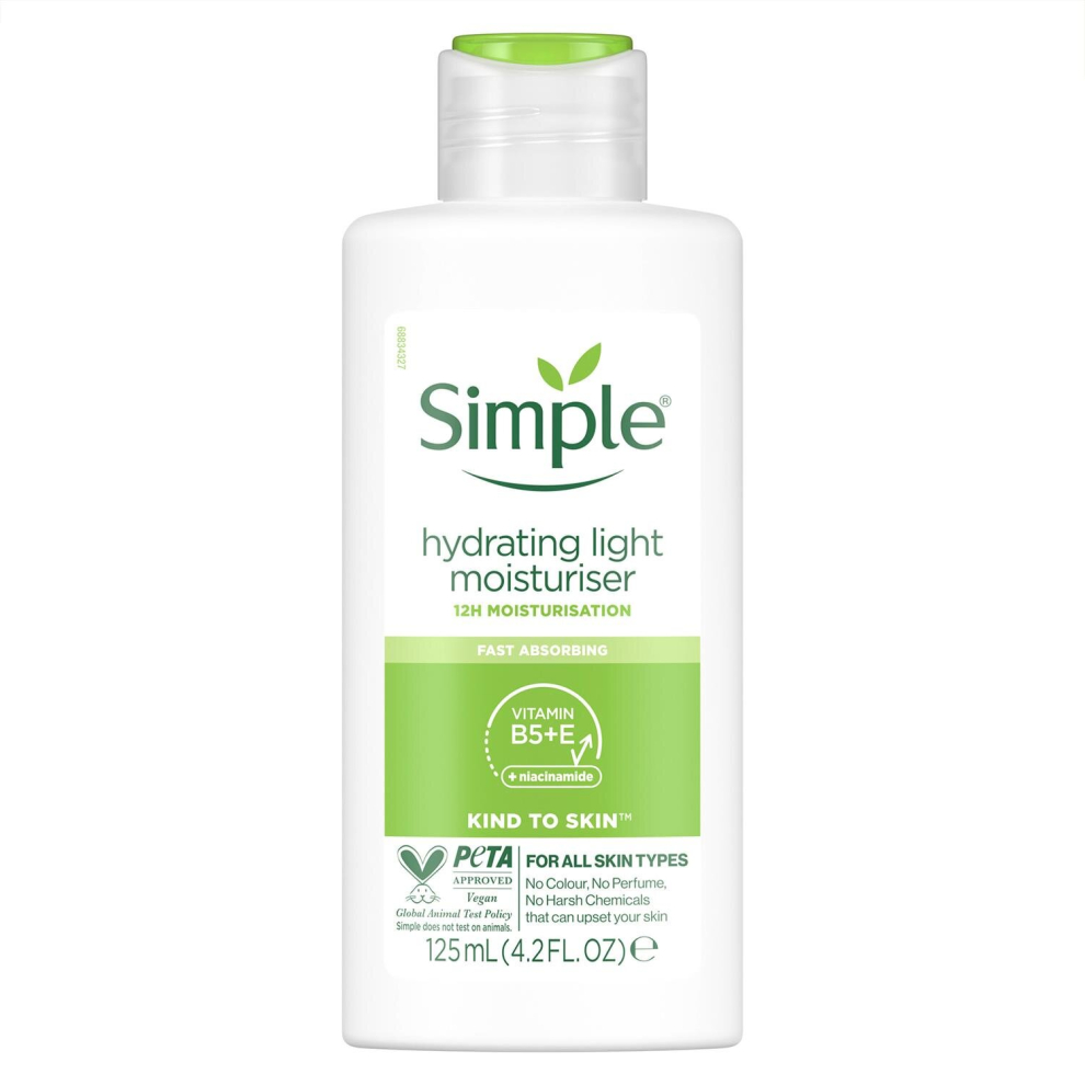 Simple Kind to Skin Hydrating Light Moisturiser 125ml - C-5011451103931 - 12-Hour Hydration, Fragrance-Free, Dermatologist Tested