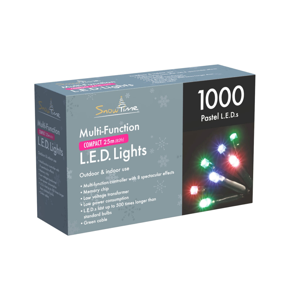 LED Christmas Compact Lights - 1000 Pastel