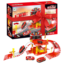 Fire Truck Engine Station Toy Rescue Action Car Playset Race Track Kids Toddlers