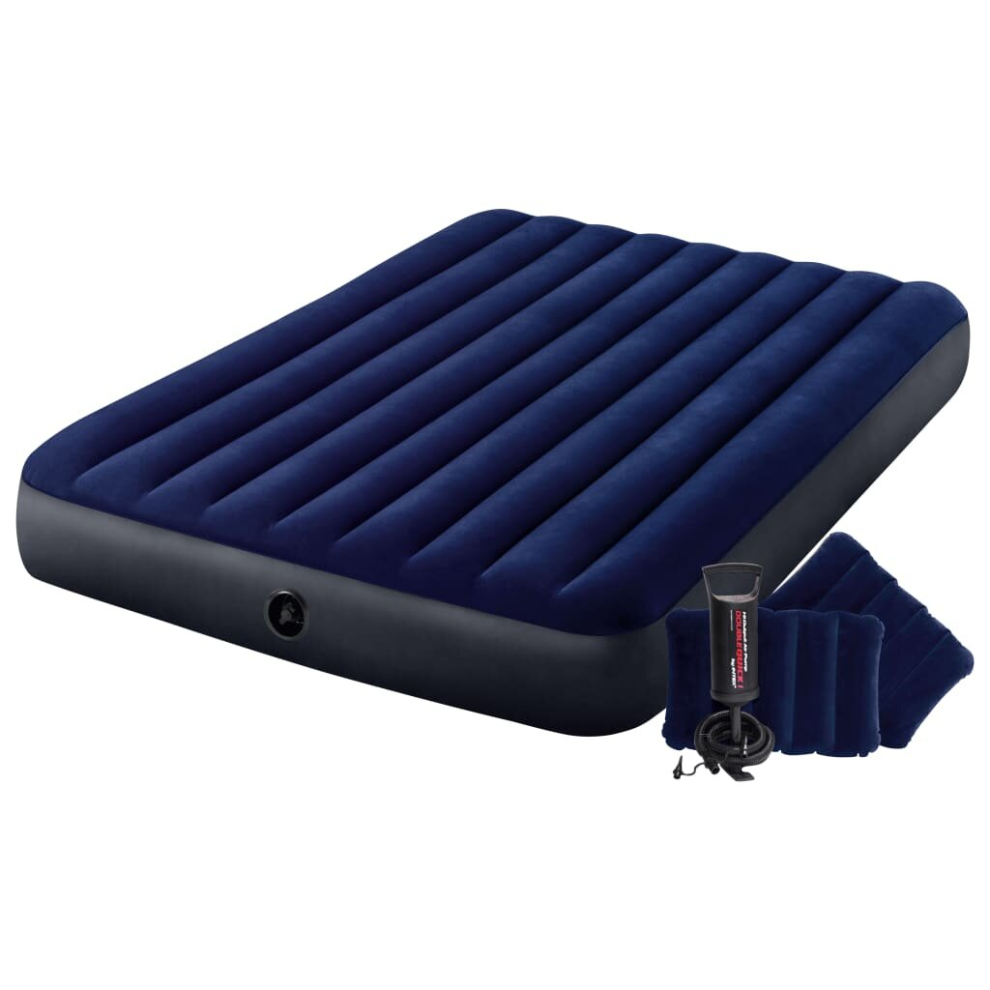 Intex Inflatable Air Bed Air Mattress with Pump Inflatable Bed Dura-Beam Blue