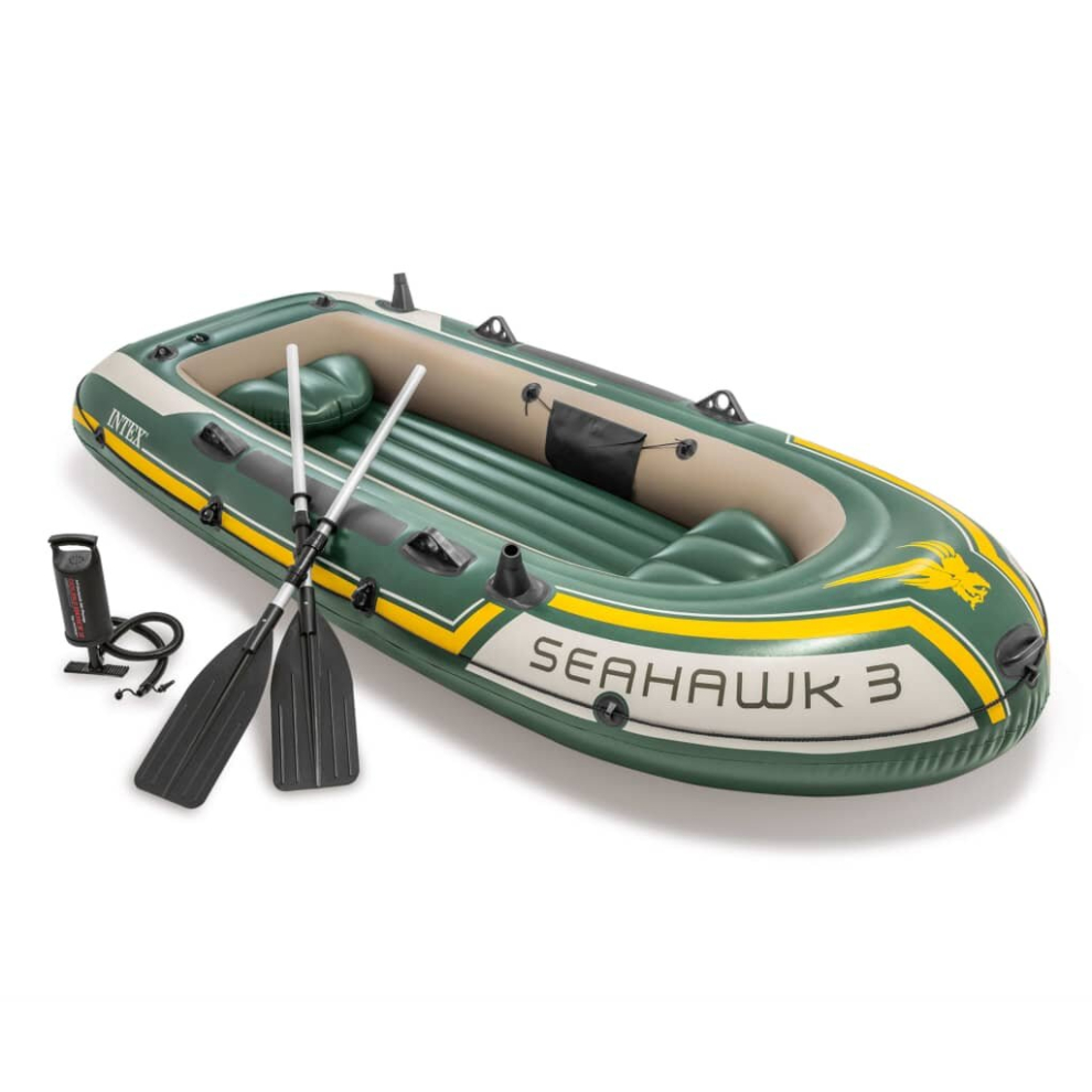 Intex Inflatable Boat Set Inflatable Canoe Blow Up Boat Seahawk 3 68380NP