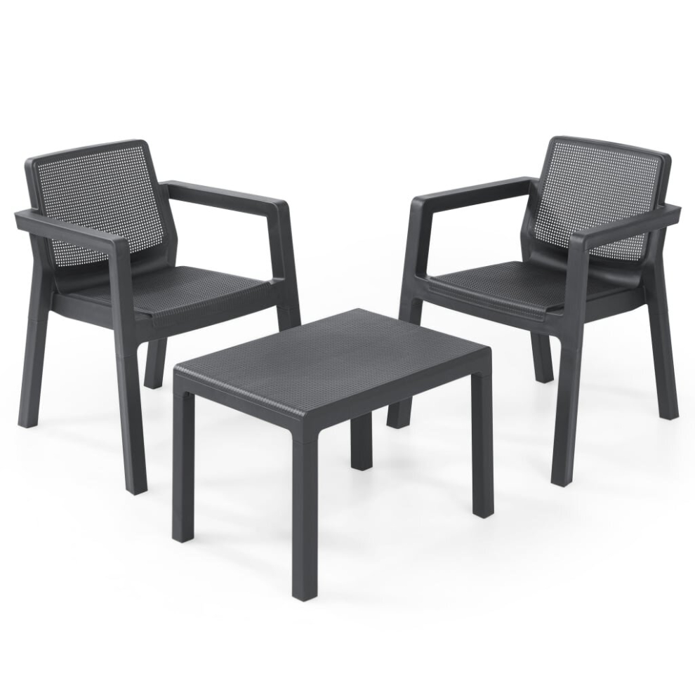 Keter Balcony Furniture Set Graphite Outdoor Garden Table and Lounge Chairs