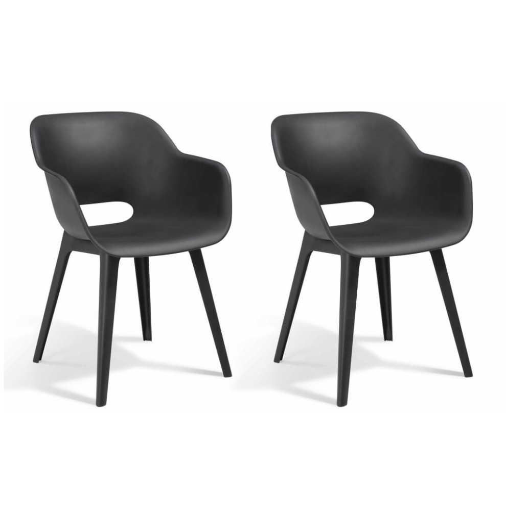 Keter 2x Outdoor Chairs Akola Graphite Garden Dining Chair Armchair Patio