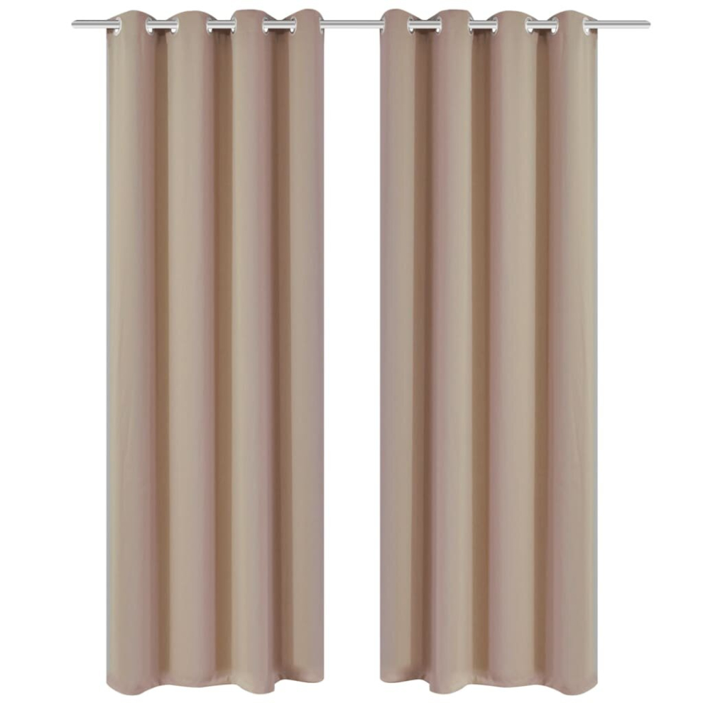 vidaXL 2x Blackout Curtains with Metal Eyelets 135x175 cm Cream Window Drapes-image-OPC-P5SZMT9-NEW