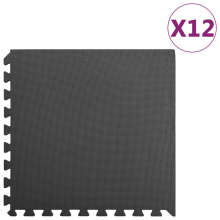 vidaXL gulvmåtter, 12 stk., 4,32 cm, EVA-skum, sort