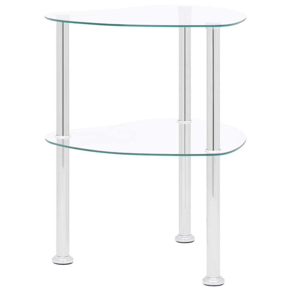 vidaXL 2-Tier Side Table Transparent Tempered Glass Home Accent Couch Table