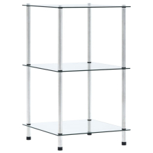vidaXL 3-Tier Shelf Transparent Tempered Glass Kitchen Showcase Organiser Rack