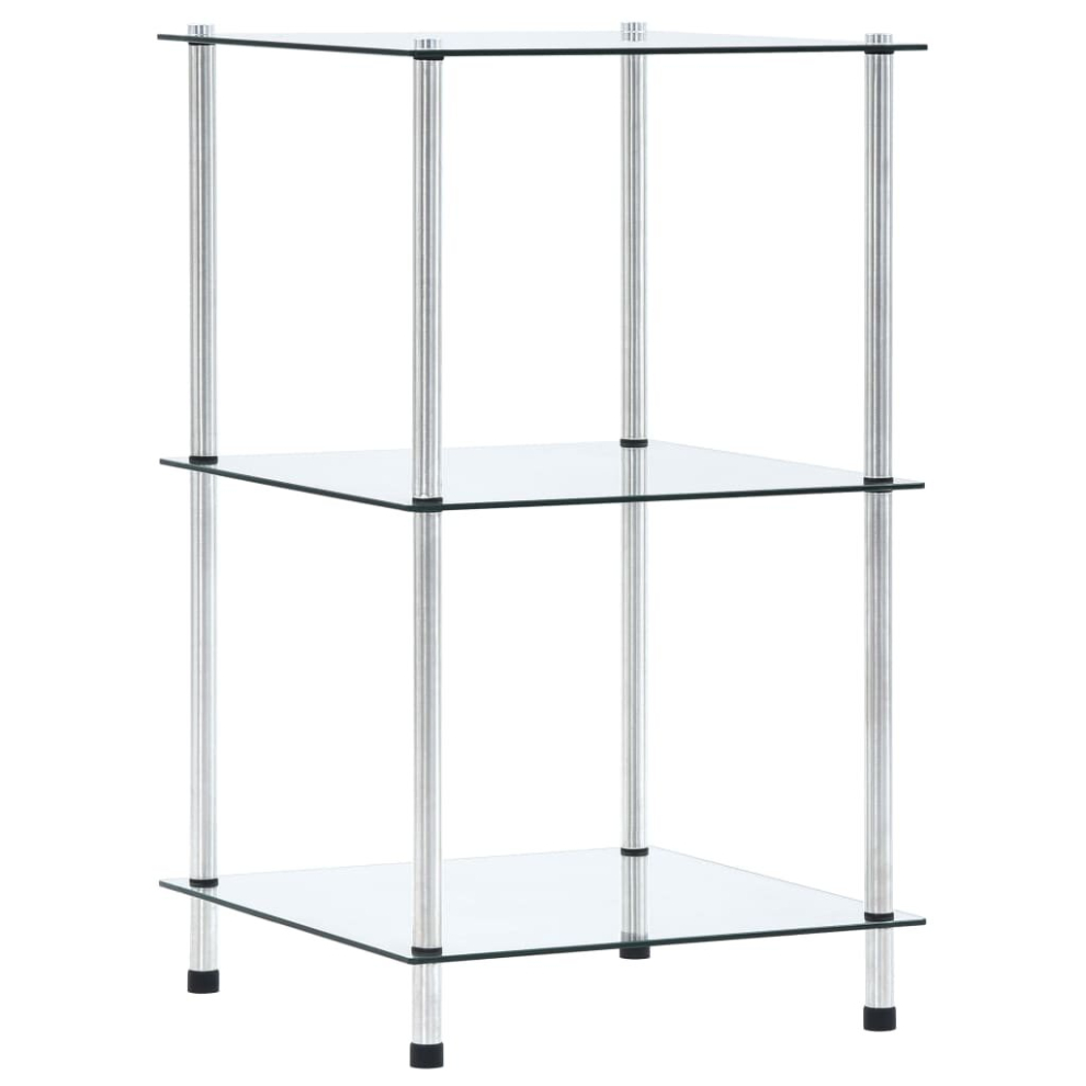 vidaXL 3-Tier Shelf Transparent Tempered Glass Kitchen Showcase Organiser Rack