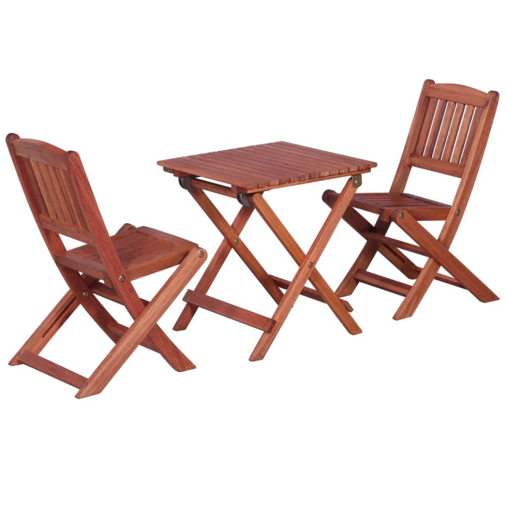 vidaXL 3 Piece Solid Eucalyptus Wood Bistro Set Children Dining Table Chair