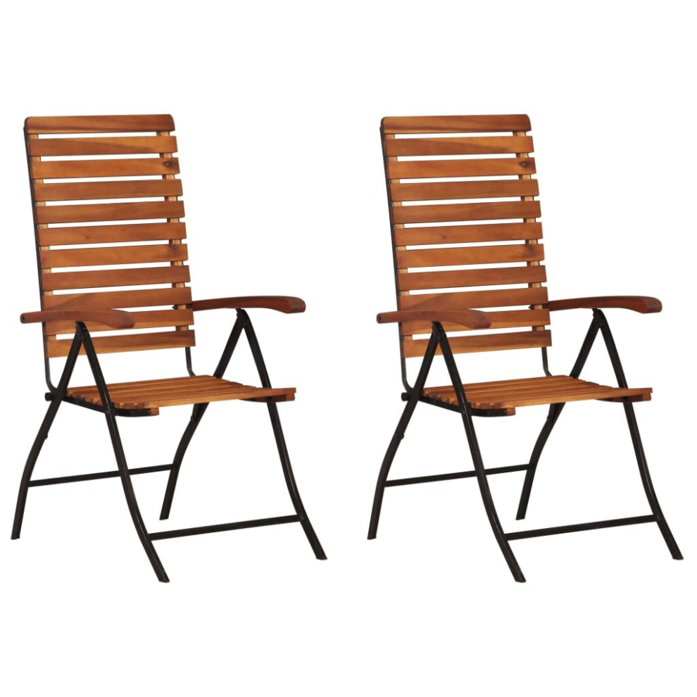 Vidaxl 2X Solid Acacia Wood Reclining Garden Chairs Outdoor Recliner Seating