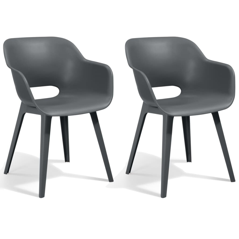 Keter 2x Outdoor Chairs Akola Grey Garden Dining Chair Stackable Armchair