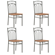 vidaXL 4x Dining Chairs Brown MDF Side End Kitchen Furniture Dining Room Chair