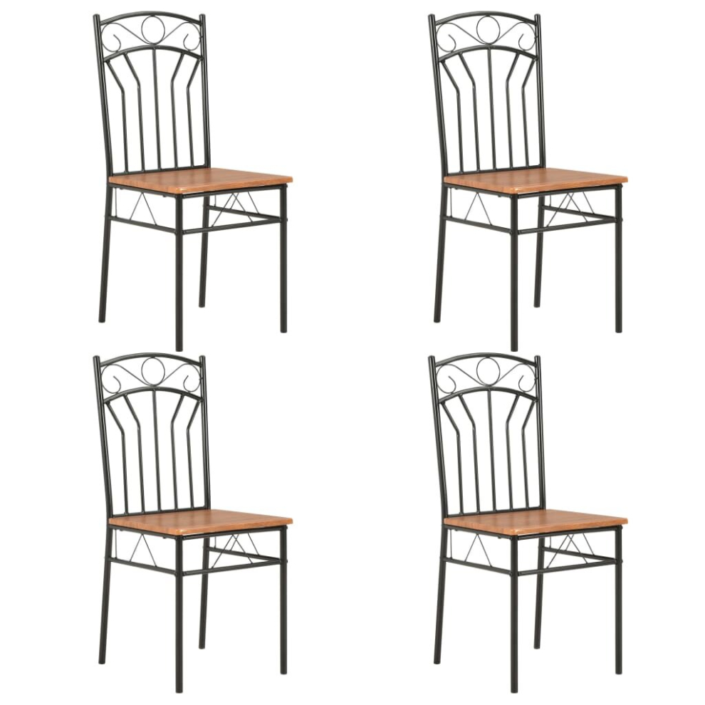 vidaXL 4x Dining Chairs Brown MDF Side End Kitchen Furniture Dining Room Chair