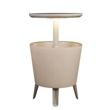 Keter Illuminated Cool Bar White Outdoor Pool Drink Wine Cooling Storage Stand
