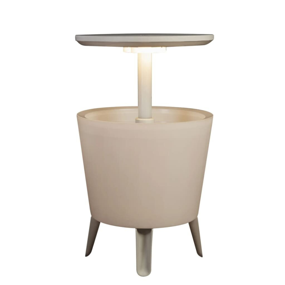 Keter Illuminated Cool Bar White Outdoor Pool Drink Wine Cooling Storage Stand