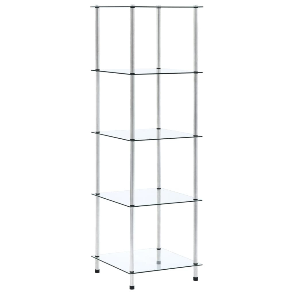 vidaXL 5-Tier Shelf Transparent Tempered Glass Kitchen Showcase Organiser Rack