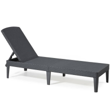 Banho de sol - Allibert by KETER – Jaipur – em resina imitação rattan trançado – cinza grafite – encosto ajustável