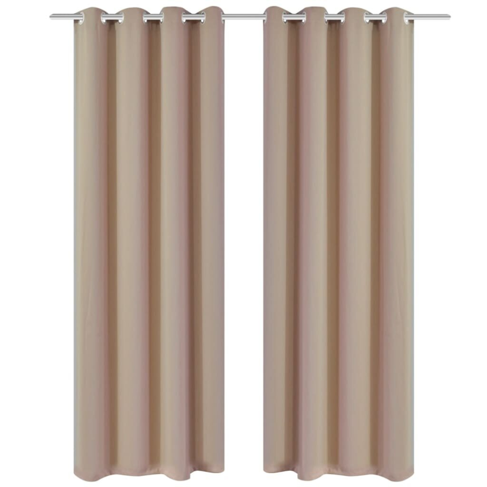 vidaXL 2x Blackout Curtains with Metal Rings 135x245cm Cream Blinds Drapes