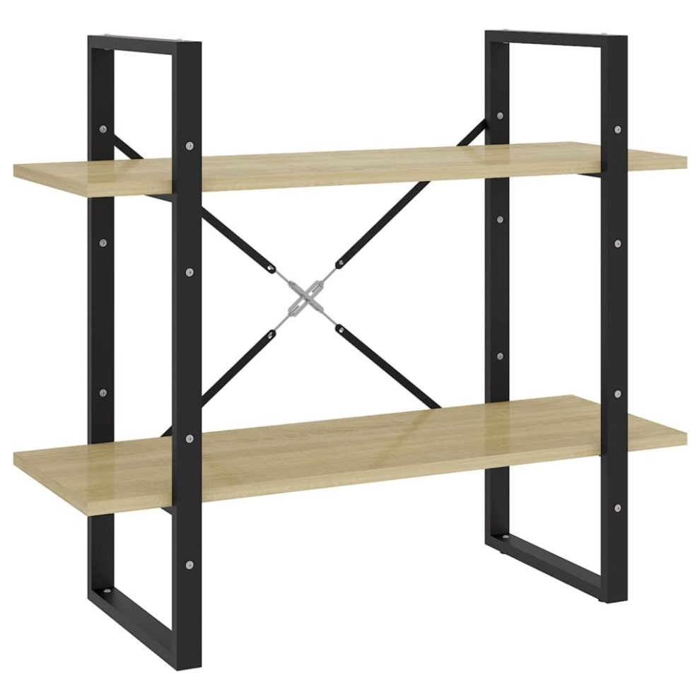 Vidaxl 2-tier Book Cabinet - Sonoma Oak - Engineered Wood - Brown - 80x30x70 cm - Image 2
