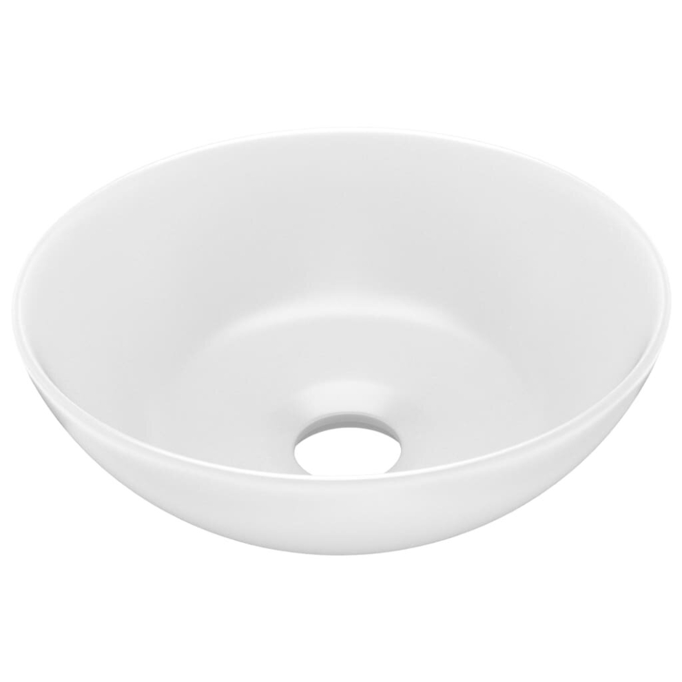 vidaXL Bathroom Sink Ceramic Matt White Round Cloakroom Counter Top Wash Basin