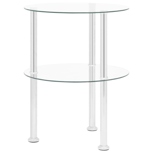 VidaXL vidaXL 2-Tier Side Table Transparent Tempered Glass Home Accent Couch Table