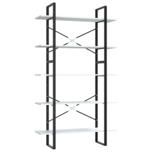 vidaXL 5-Tier Book Cabinet White Engineered Wood Office Storage Rack Bookcase