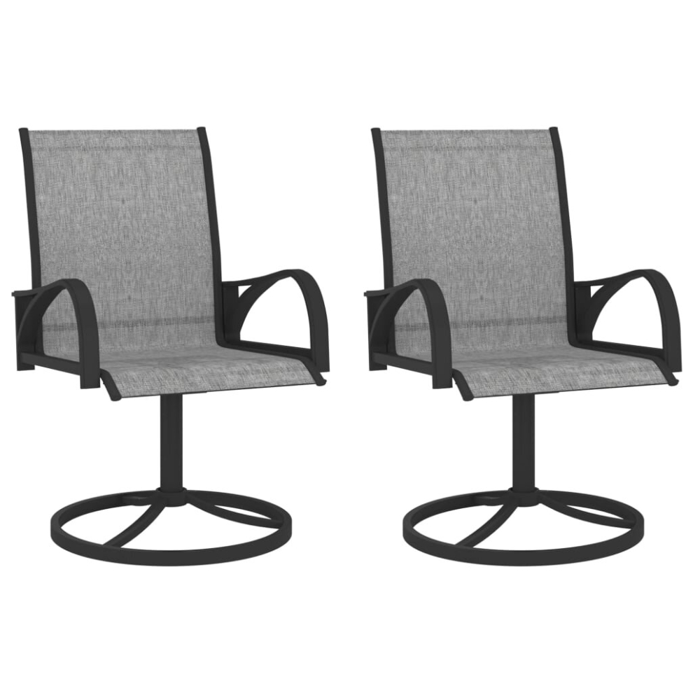 Vidaxl 2X Garden Swivel Chairs Textilene And Steel Grey Dining Lounge Seat
