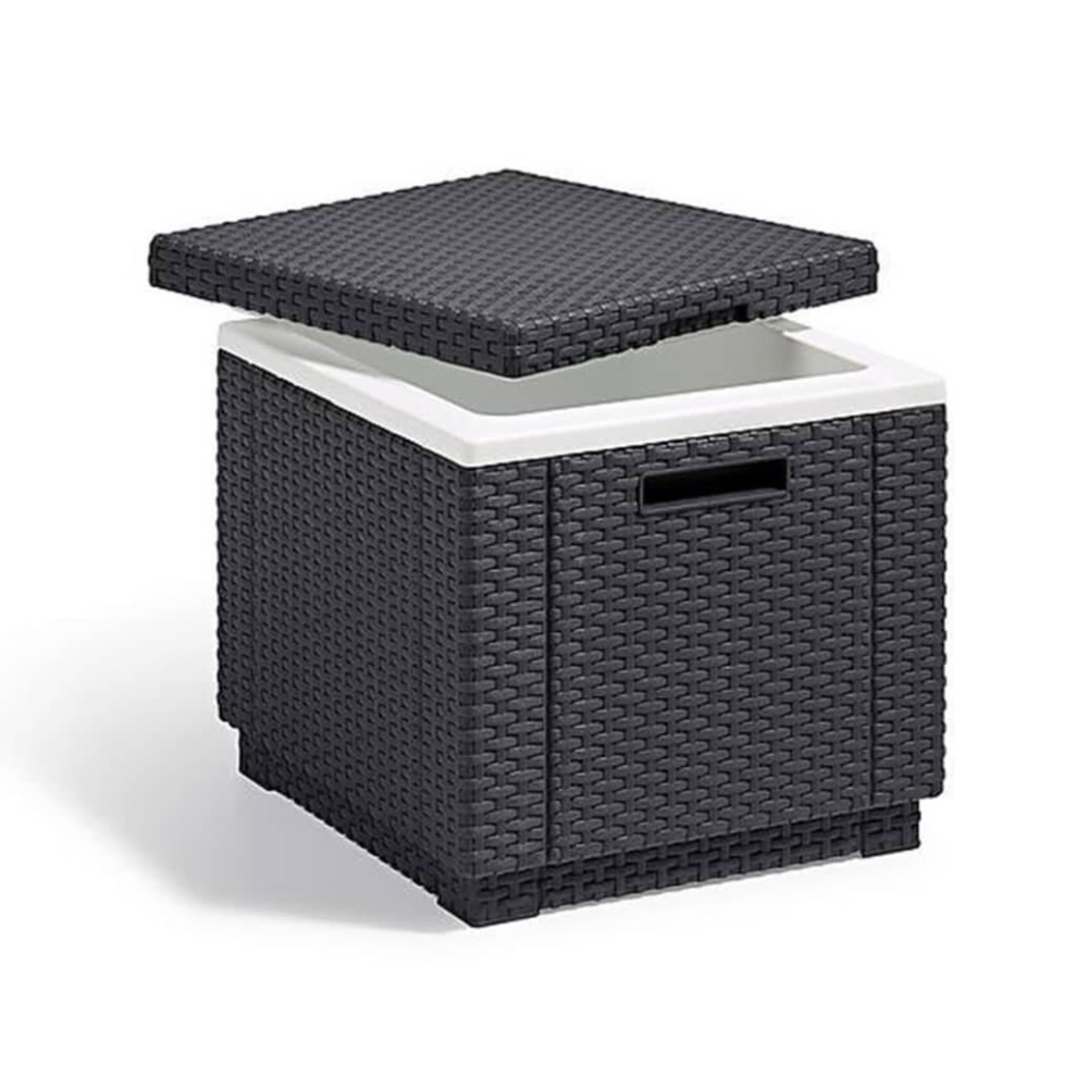 Keter Cooler Box Ice Cube Graphite Outdoor Beverage Wicker Cooler Side Table