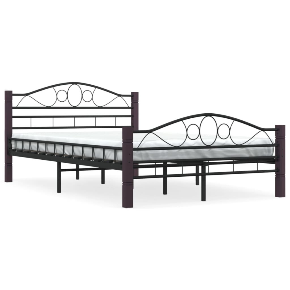 vidaXL Bed Frame Black Metal 120x200cm Double Bedroom Slatted Base Furniture