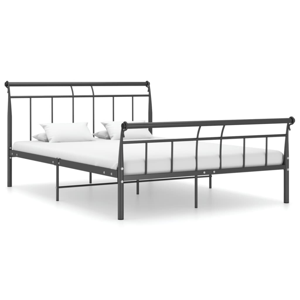 vidaXL Bed Frame Black Metal 140x200 cm Bedstead Bedroom Furniture Double Bed