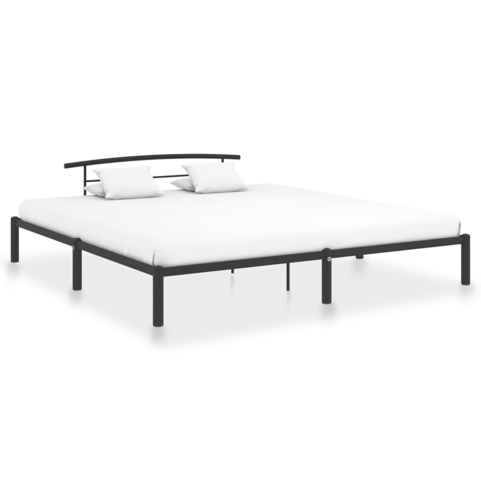 vidaXL Bed Frame Black Metal 180x200cm 6FT Super King Home Bedroom Furniture