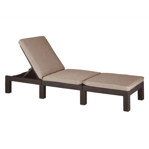 Keter Sunlounger with Cushion Daytona Brown Sunbed Wicker Sunlounger