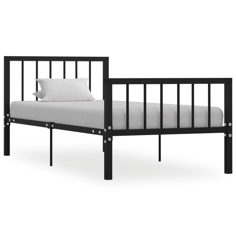 vidaXL Bed Frame Black Metal 90x200cm Elegant Classic Base Bedroom Furniture