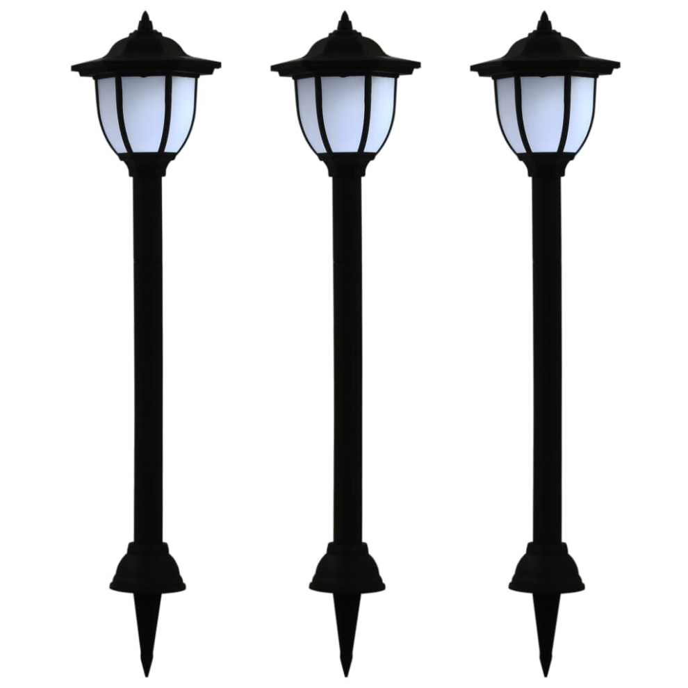 vidaXL 3x Outdoor Solar Lamps LED Black Garden Yard Standing Lighting Fixture