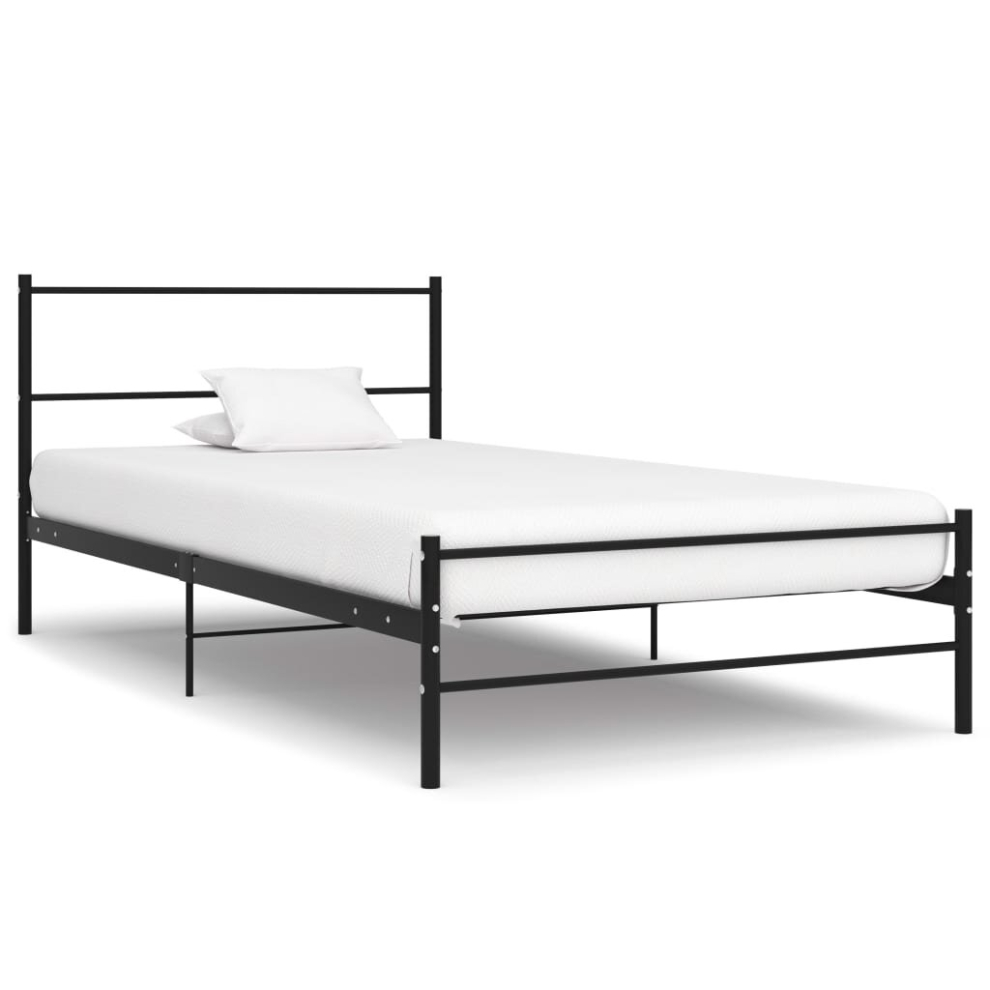 vidaXL Bed Frame Black Metal 100x200cm Single Solid Base Bedroom Furniture