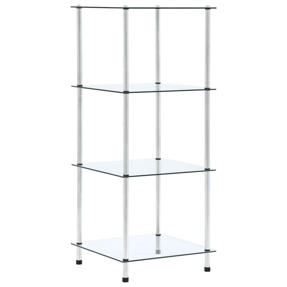 vidaXL 4-Tier Shelf Transparent Tempered Glass Kitchen Showcase Organiser Rack