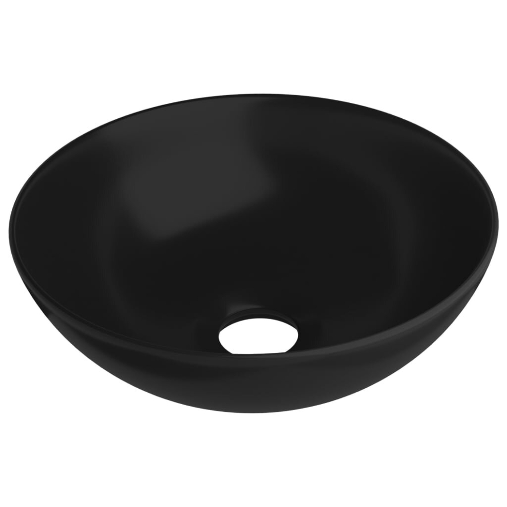 vidaXL Bathroom Sink Ceramic Matt Black Round Cloakroom Counter Top Wash Basin