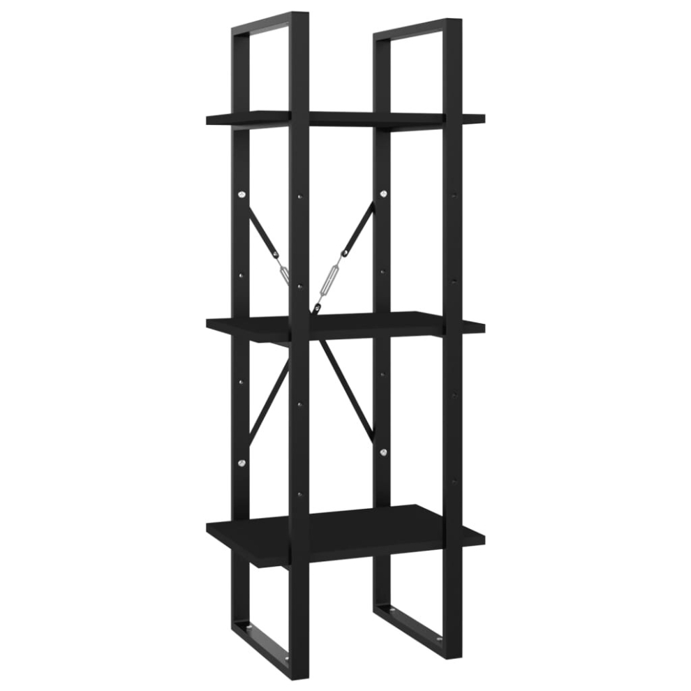 Photos - Dresser / Chests of Drawers VidaXL 3-Tier Book Cabinet Black Engineered Wood Bookcase Storage Rack Shelf Black 806488