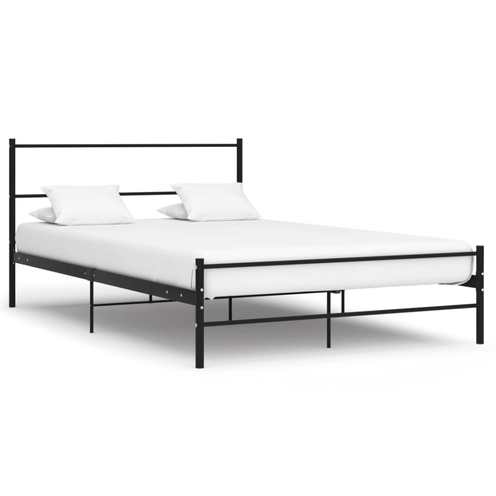 vidaXL Bed Frame Black Metal 120x200cm Double Solid Base Bedroom Furniture