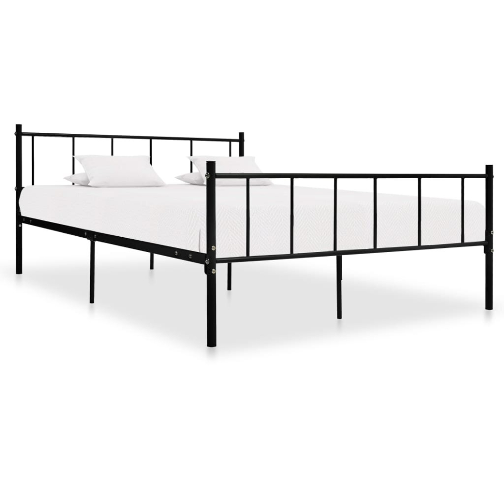 vidaXL Bed Frame Black Metal 180x200cm 6FT Super King Home Bedstead Furniture