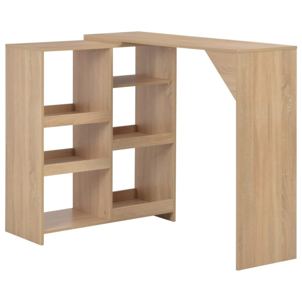 Vidaxl Bar Table With Moveable Shelf Oak Coffee Dining Tall Breakfast Stand